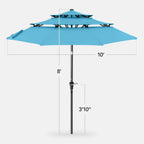 3-Tier Patio Umbrella w/ Tilt Adjustment, Crank - 10ft