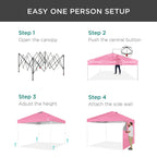 One-Person Setup Instant Pop Up Canopy w/ Side Wall, Carrying Case - 10x10ft