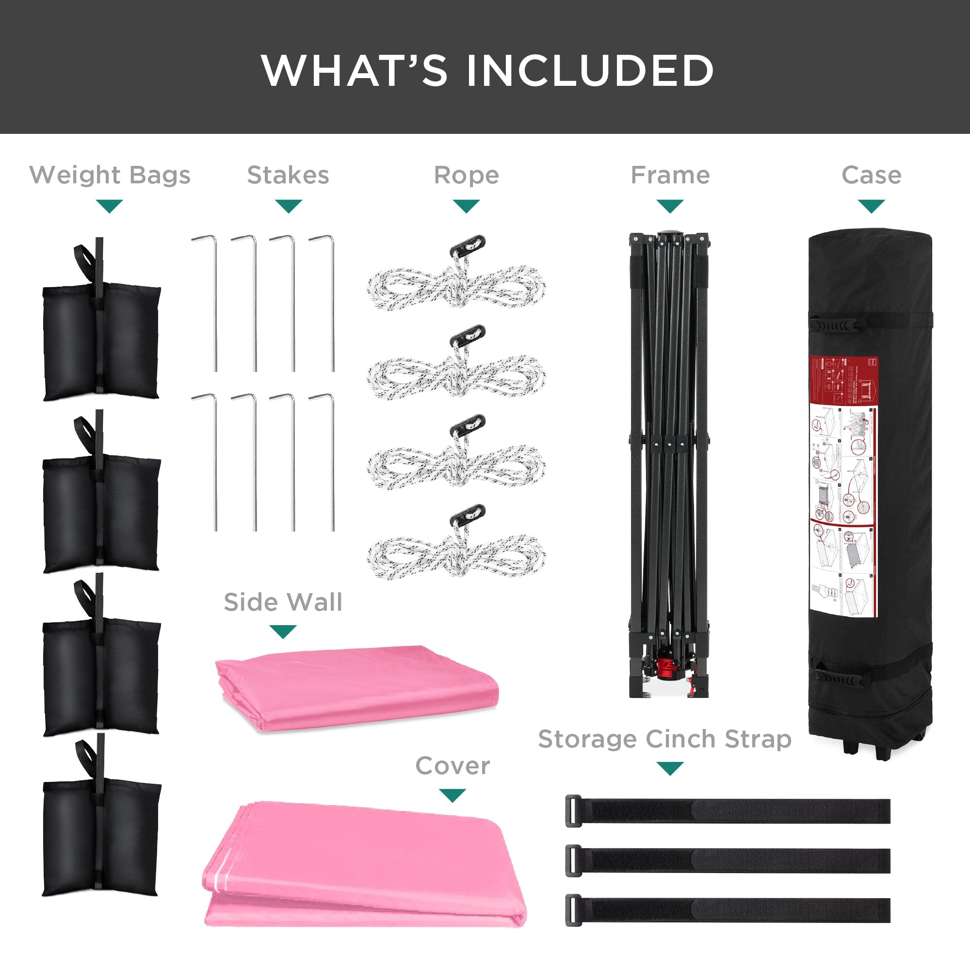 One-Person Setup Instant Pop Up Canopy w/ Side Wall, Carrying Case - 10x10ft