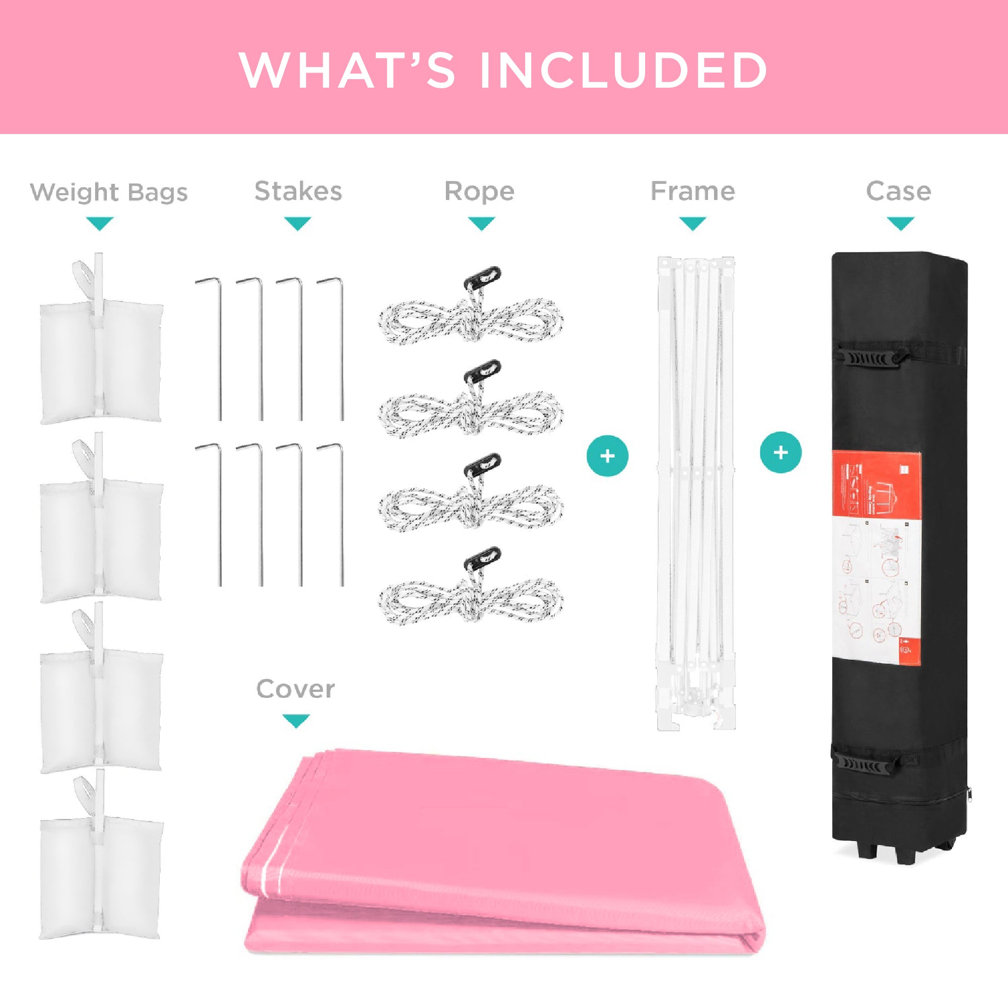 One-Person Setup Instant Pop Up Canopy w/ Case, 4 Weight Bags - 8x8ft