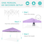 One-Person Setup Instant Pop Up Canopy w/ Case, 4 Weight Bags - 8x8ft
