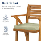 Set of 2 Outdoor Acacia Wood Bar Stools Chairs w/ Weather-Resistant Cushions
