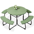 8-Person Circular Picnic Table w/ Umbrella Hole, 4 Benches