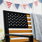 Indoor Outdoor Steel Bench w/ American Flag Backrest, 790lb Capacity