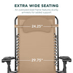 Oversized Reclining Zero Gravity Chair Lounger w/ Cup Holder, Pillow