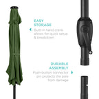 Outdoor Solar Patio Umbrella w/ Push Button Tilt, Crank Lift - 7.5ft