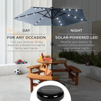 Outdoor Solar Patio Umbrella w/ Push Button Tilt, Crank Lift - 7.5ft
