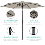 Outdoor Steel Market Patio Umbrella Decoration w/ Tilt, Crank Lift - 10ft