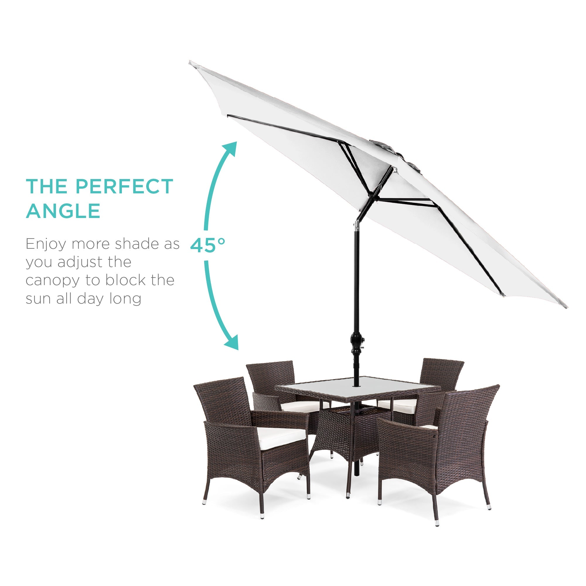 Outdoor Steel Market Patio Umbrella Decoration w/ Tilt, Crank Lift - 10ft