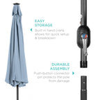 Solar LED Lighted Patio Umbrella w/ Tilt Adjustment, UV-Resistant - 10ft