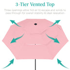 3-Tier Solar Patio Umbrella w/ LED Lights, Tilt Adjustment, Crank - 10ft
