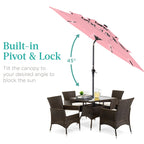 3-Tier Solar Patio Umbrella w/ LED Lights, Tilt Adjustment, Crank - 10ft