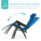 Folding Zero Gravity Recliner Patio Lounge Chair w/ Canopy, Side Tray