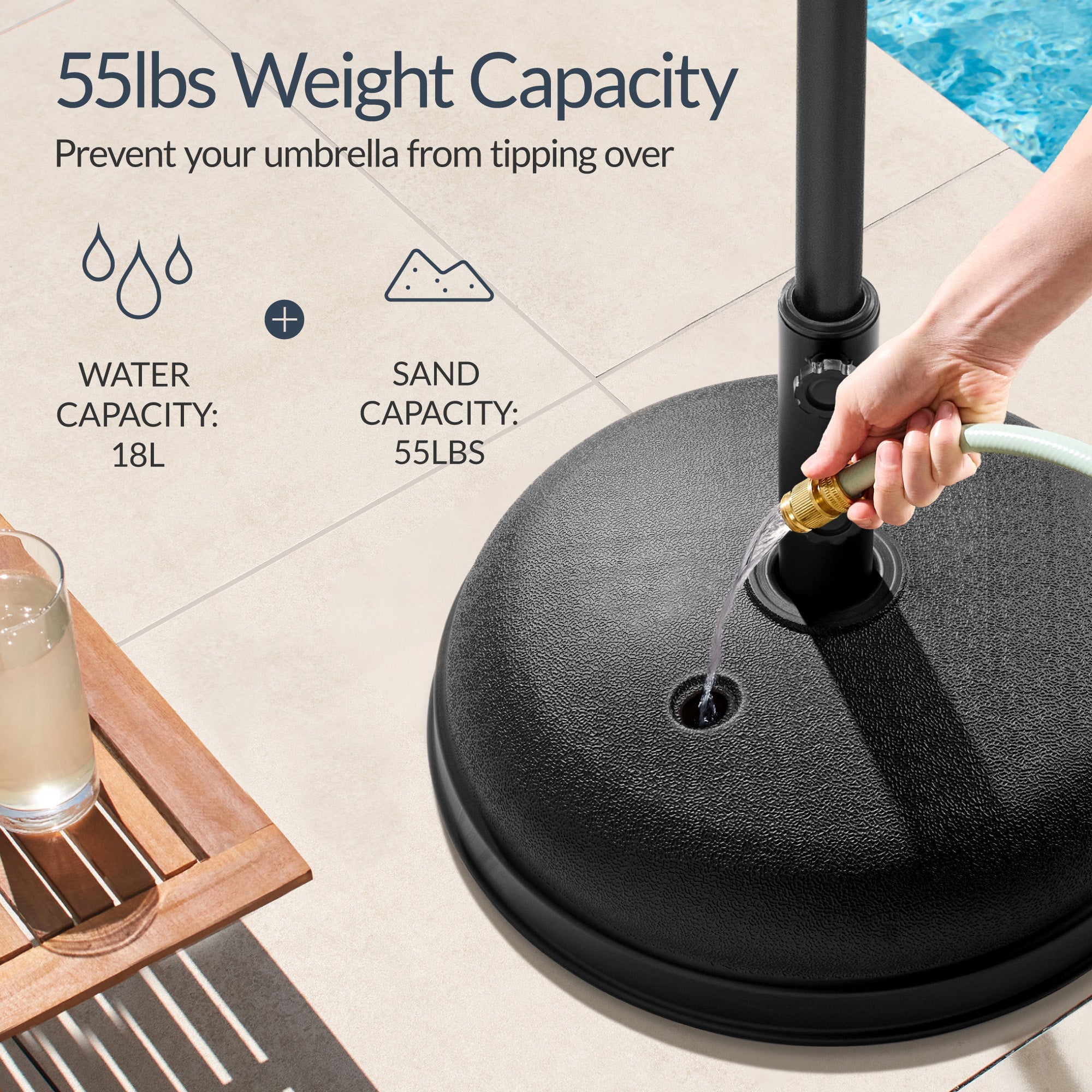 Plastic Patio Umbrella Base Pole Holder Accessory w/ Adjustable Knob