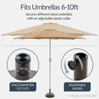 Plastic Patio Umbrella Base Pole Holder Accessory w/ Adjustable Knob