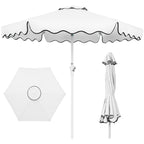 7.5ft Patio Market Umbrella,Wavy Trim, UV-Fade-Resistant, Crank & Tilt