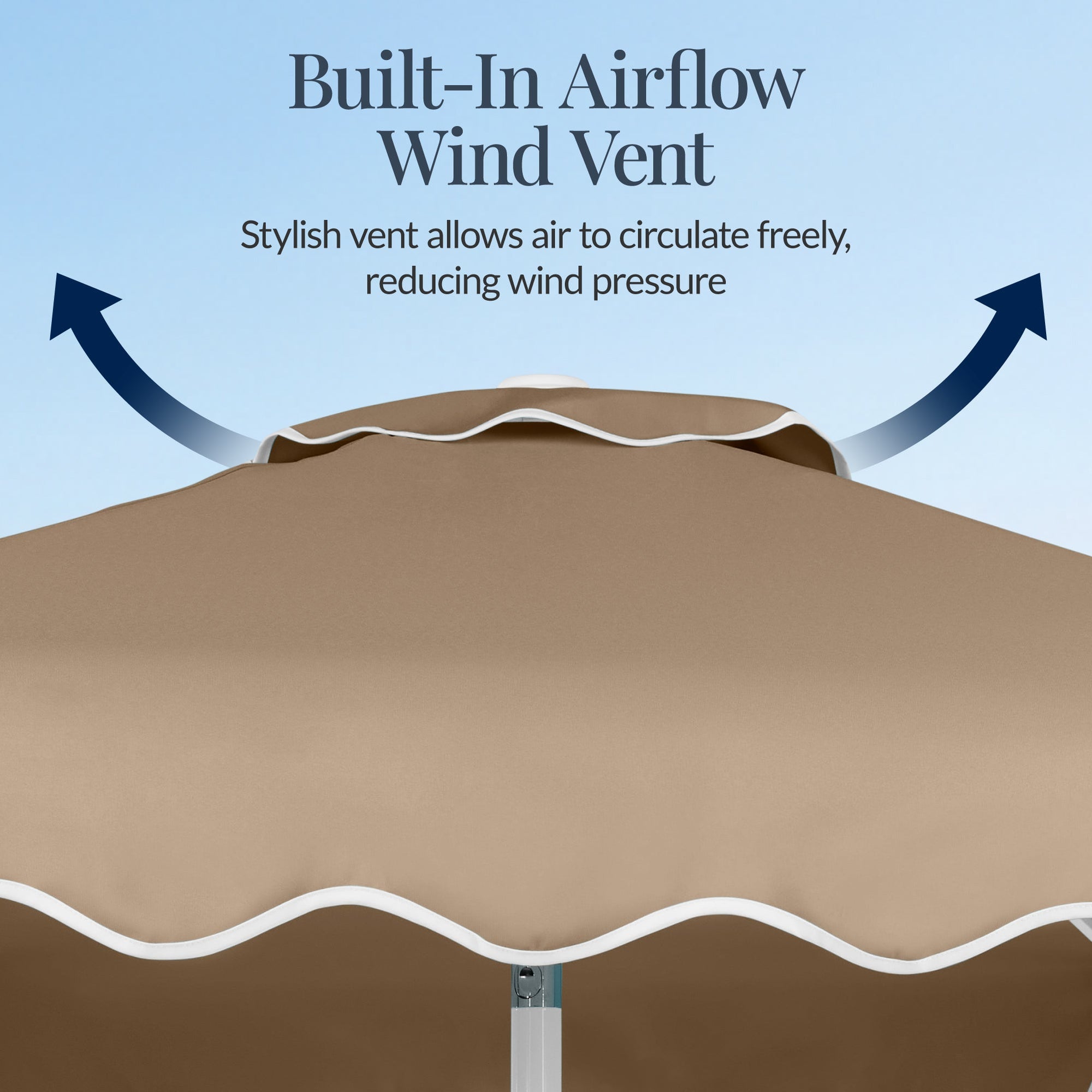 7.5ft Patio Market Umbrella,Wavy Trim, UV-Fade-Resistant, Crank & Tilt
