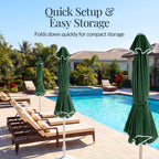 7.5ft Patio Market Umbrella,Wavy Trim, UV-Fade-Resistant, Crank & Tilt