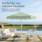 7.5ft Patio Market Umbrella,Wavy Trim, UV-Fade-Resistant, Crank & Tilt