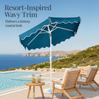 7.5ft Patio Market Umbrella,Wavy Trim, UV-Fade-Resistant, Crank & Tilt