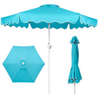 7.5ft Patio Market Umbrella,Wavy Trim, UV-Fade-Resistant, Crank & Tilt