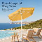 7.5ft Patio Market Umbrella,Wavy Trim, UV-Fade-Resistant, Crank & Tilt