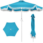 9ft Boho Fringe Umbrella  Tilt, UPF50+, Steel Pole