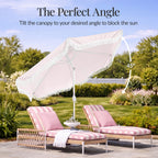 9ft Boho Fringe Umbrella  Tilt, UPF50+, Steel Pole